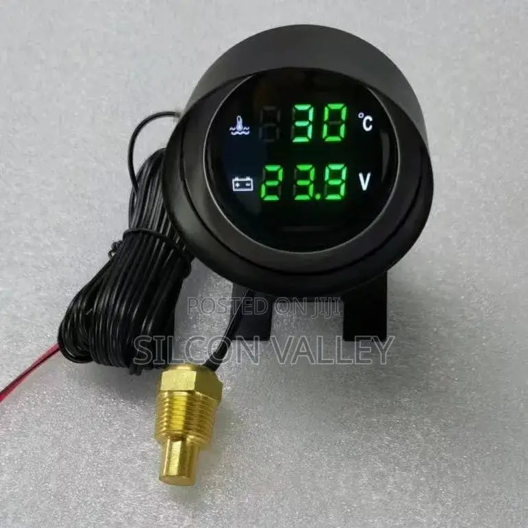 Round 2 in 1 LED Digital Car TEMP AND VOLT BLUE, GREEN , WHITE , RED