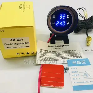 Round 2 in 1 LED Digital Car TEMP AND VOLT BLUE, GREEN , WHITE , RED