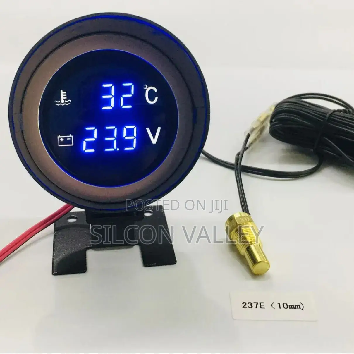 Round 2 in 1 LED Digital Car TEMP AND VOLT BLUE, GREEN , WHITE , RED