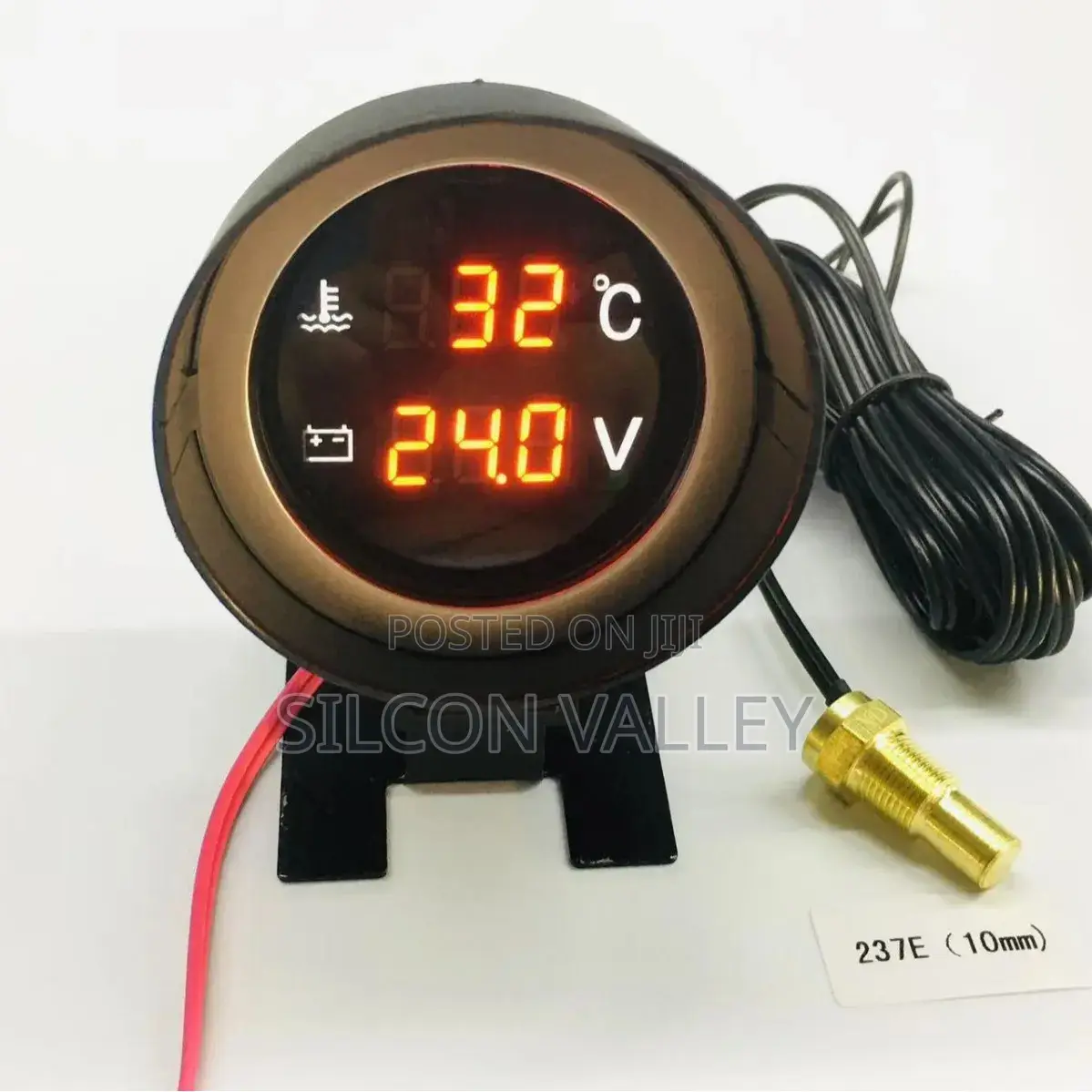 Round 2 in 1 LED Digital Car TEMP AND VOLT BLUE, GREEN , WHITE , RED