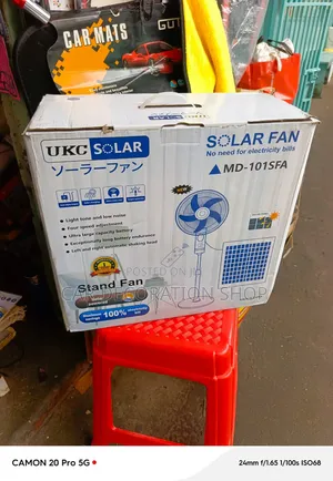 Brand New 18" Solar_electric 4 Speed Adjustment Stand Fan
