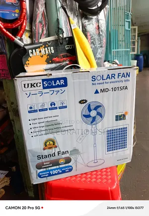 16" Solar Powered Stand Fan in Black or White