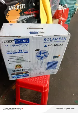 16" Solar Powered Stand Fan in Black or White