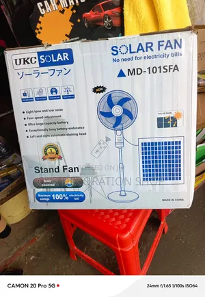 16" Ukc Solar Stand Fan Rechargeable Renewable Solar Power Cooling Fan