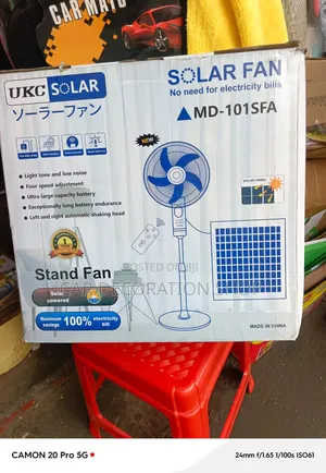 18" Solar-Electric Stand Fan With Zero Consumption on Electric Bills