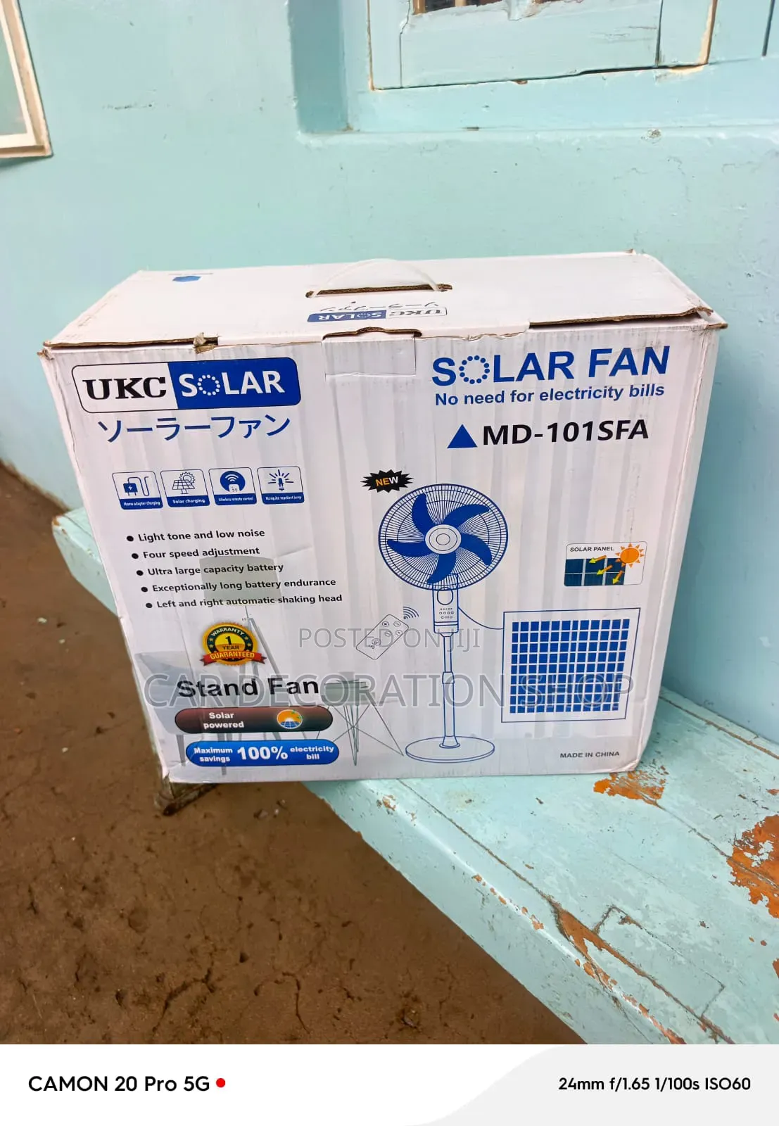 18" Solar-Electric Stand Fan With Zero Consumption on Electric Bills