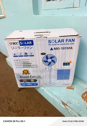 18" Solar-Electric Stand Fan With Zero Consumption on Electric Bills