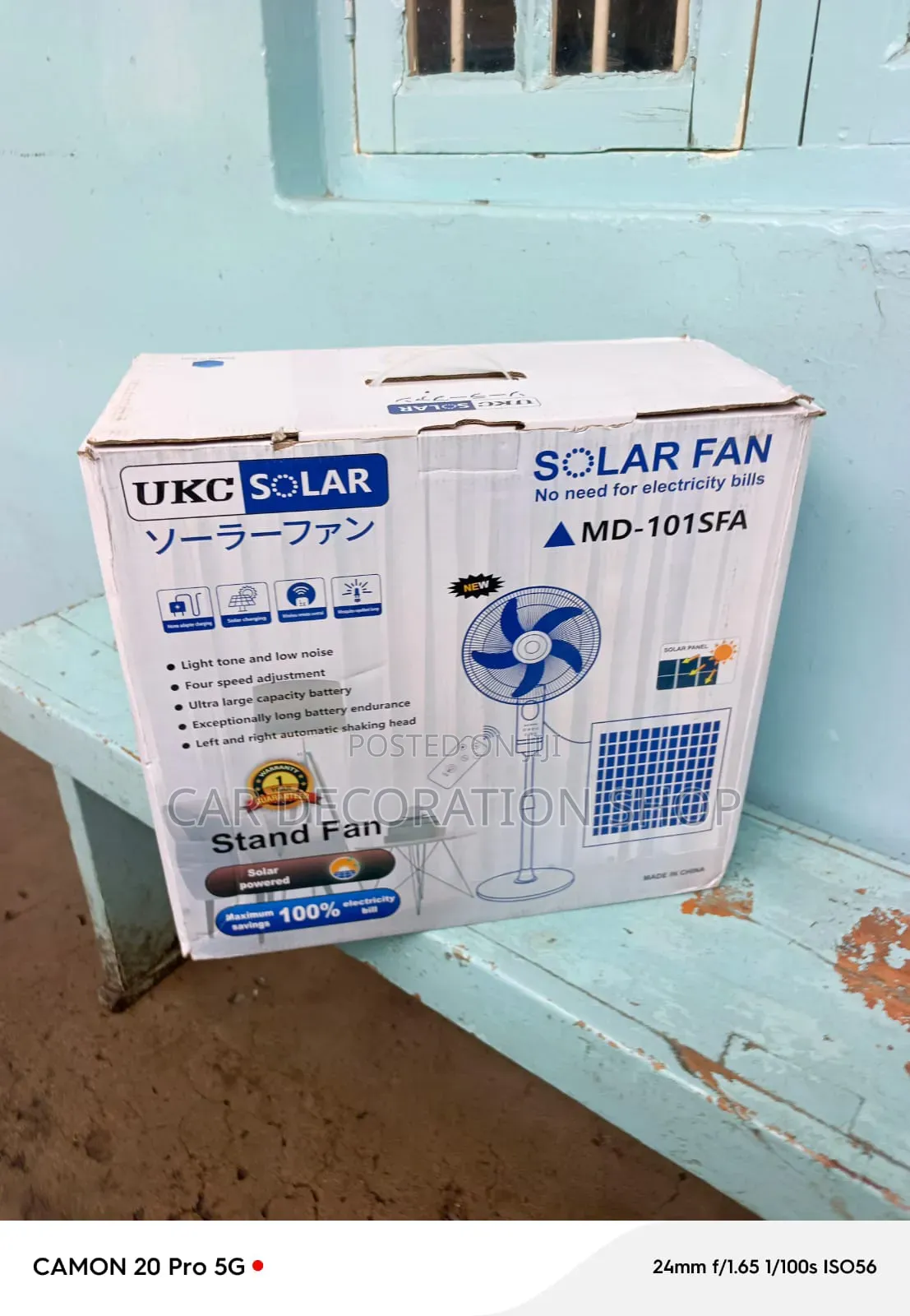 18"solar_ Electric Stand Fan With Extra Reacheargeable Battery