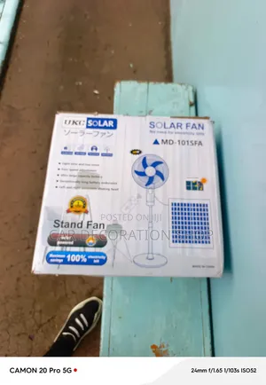 18"solar_ Electric Stand Fan With Extra Reacheargeable Battery