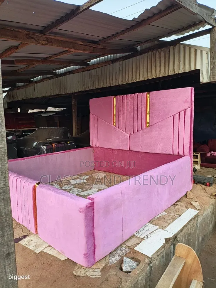 6x6 Pink Velvet Bed