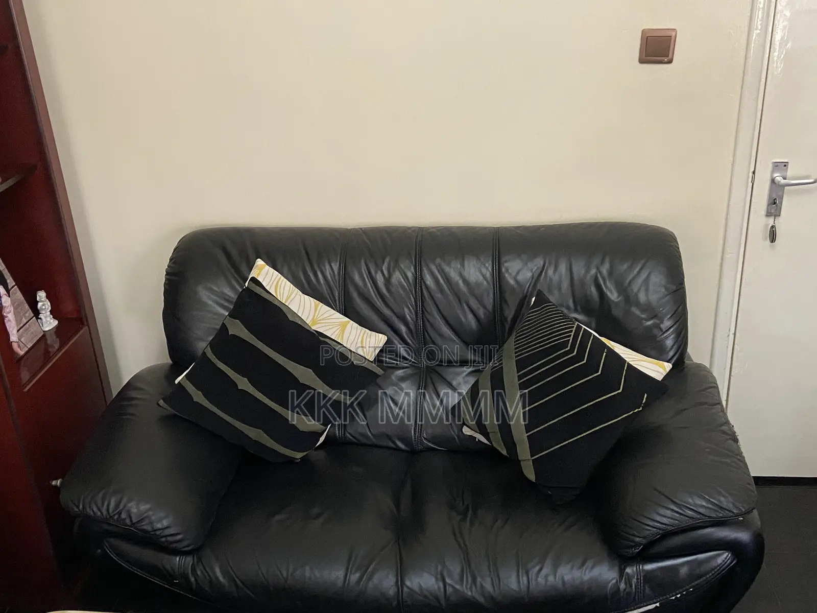 Beautiful Second Hand 6 Seater Sofa, Half Leather Half Faux Leather