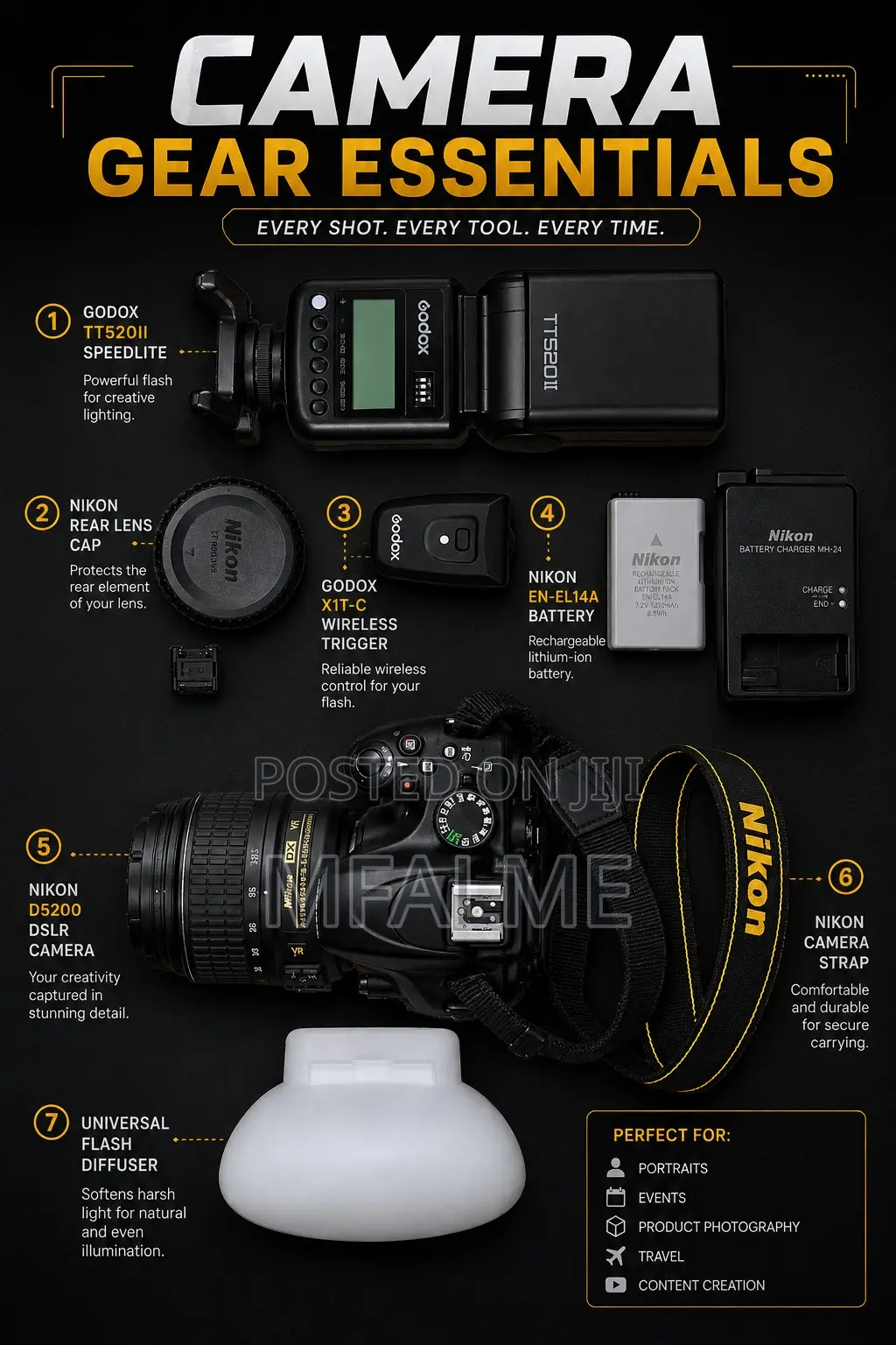 Nikon D5200nikon D5200 + 18-55mm Kit Lens + Speedlight