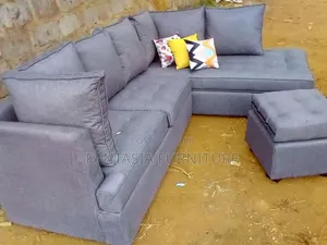 5-Seater L-Shaped Grey Sectional Sofa