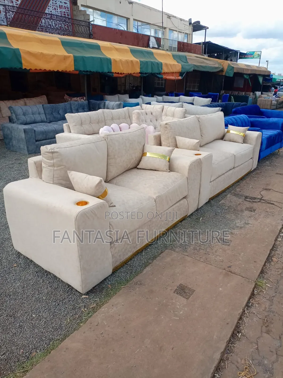 2-Seater Cream Seats + Cup Holders