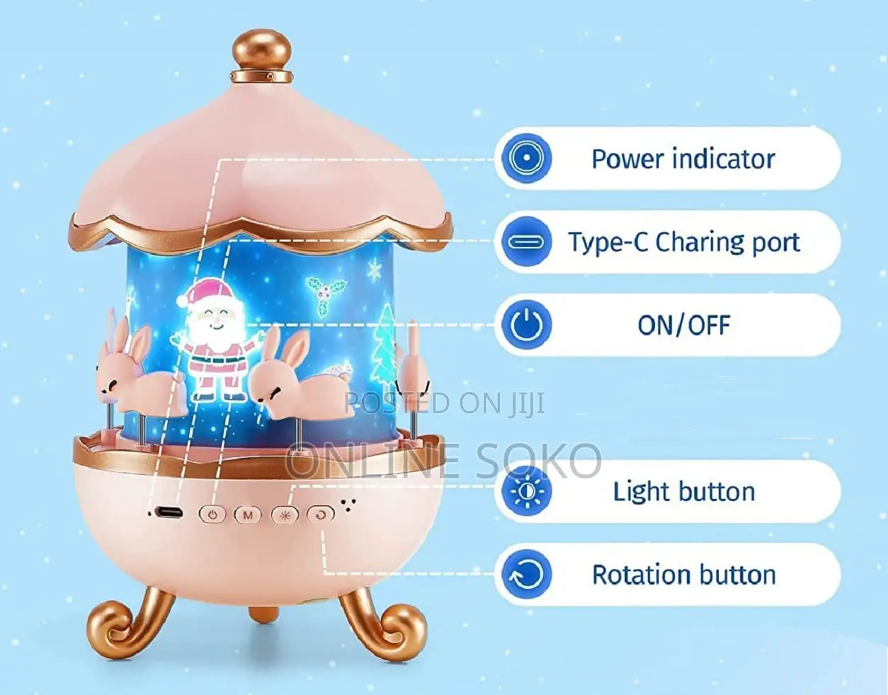 Bunny Carousel Night Light Projector – LED Star Projector for Kids