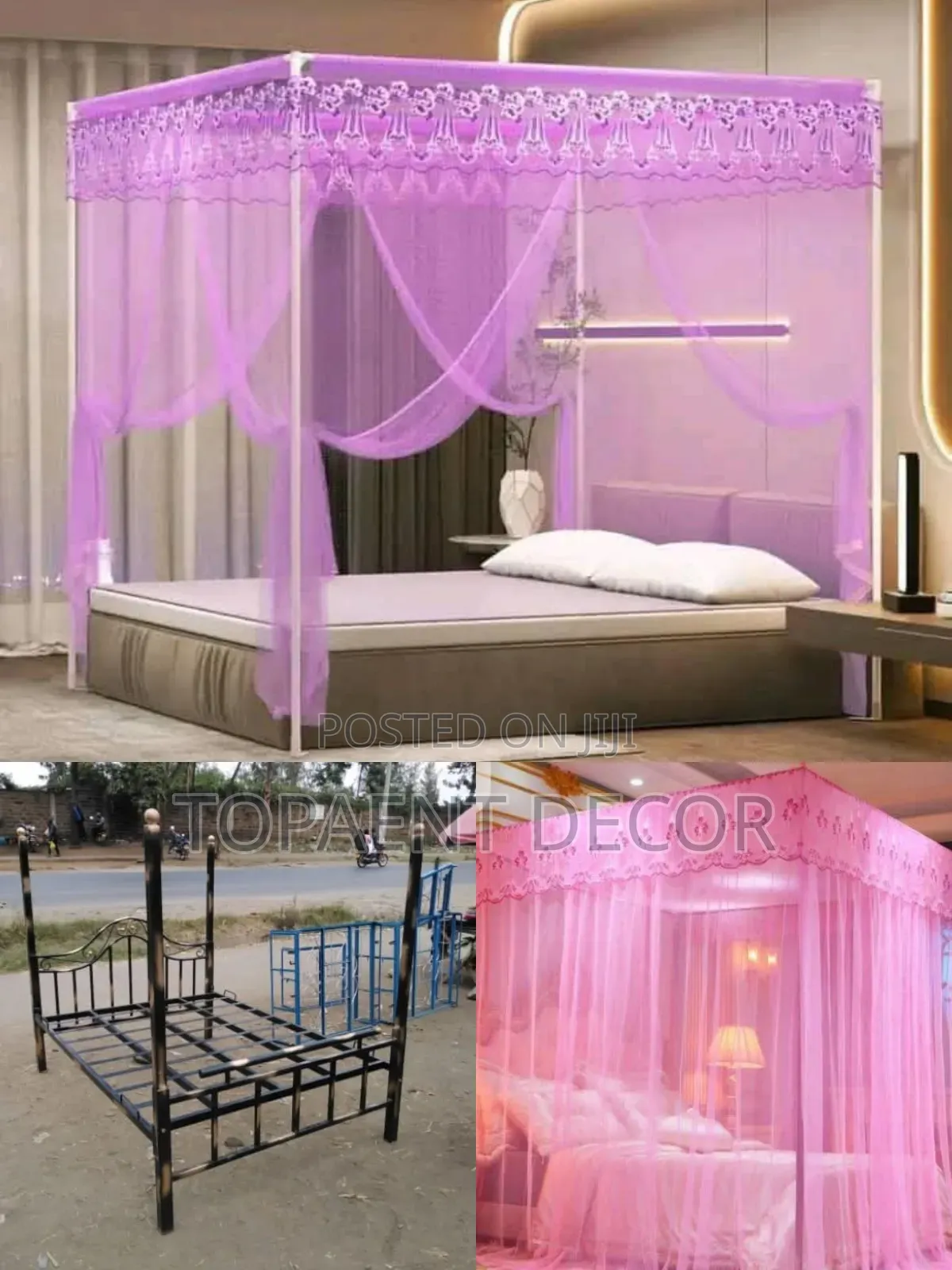4 CORNER Frame Stands Mesh Bed Net