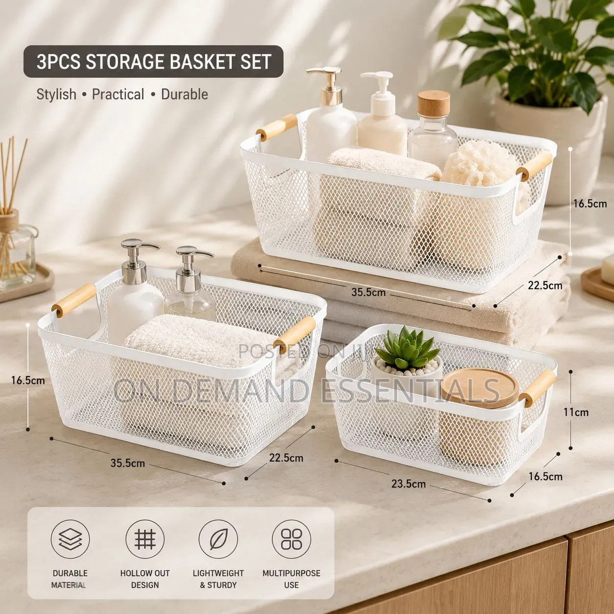 3pcs Mesh Storage Basket Set