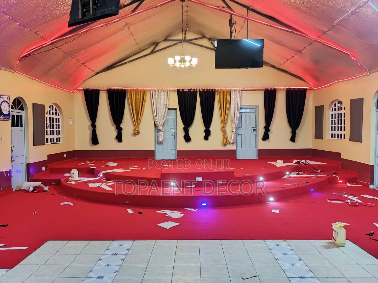 Red Wall to Wall Carpets for Church and Office Flooring Installation