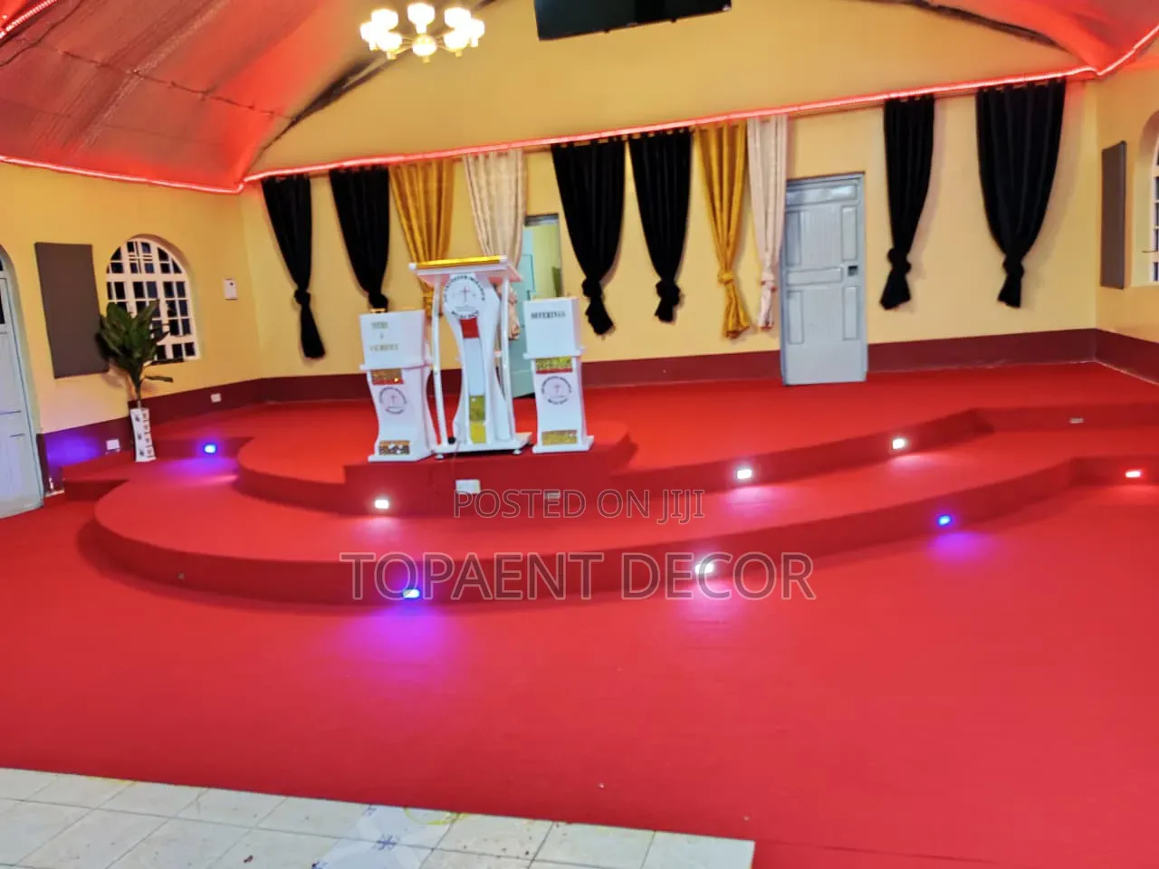 Red Wall to Wall Carpets for Church and Office Flooring Installation