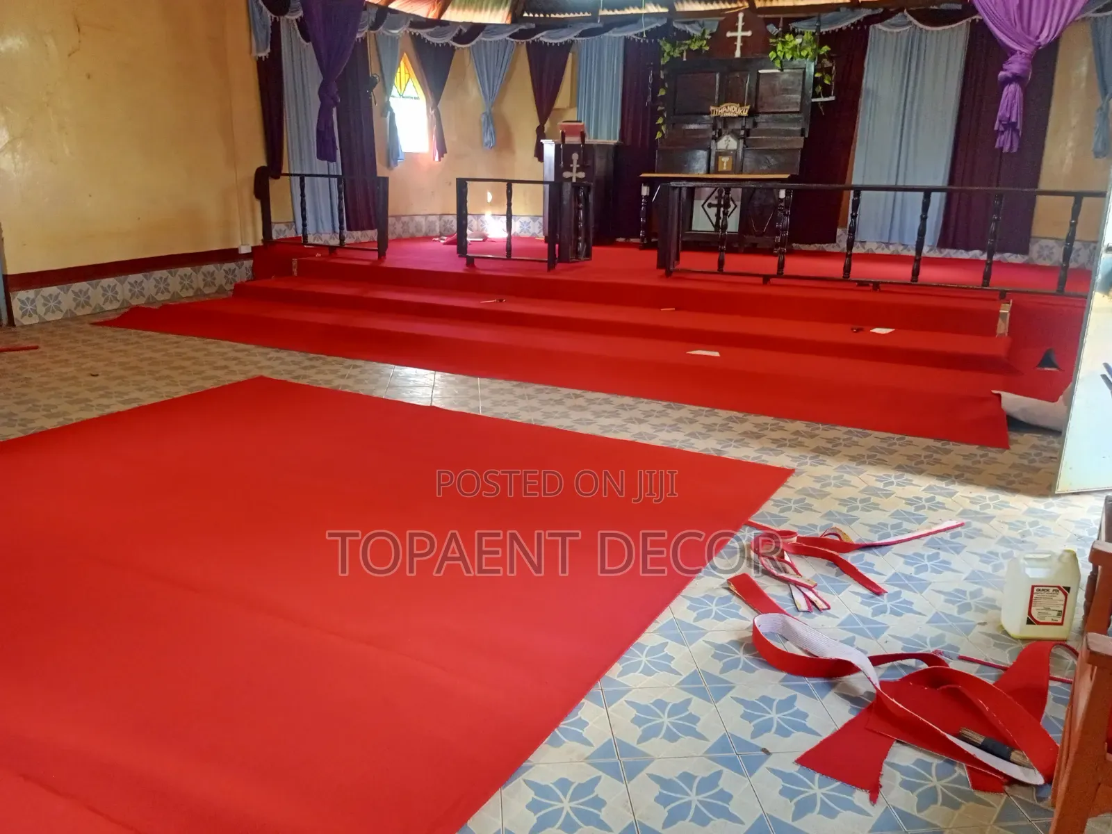 Church Decoration Red Carpets Supply and Installation