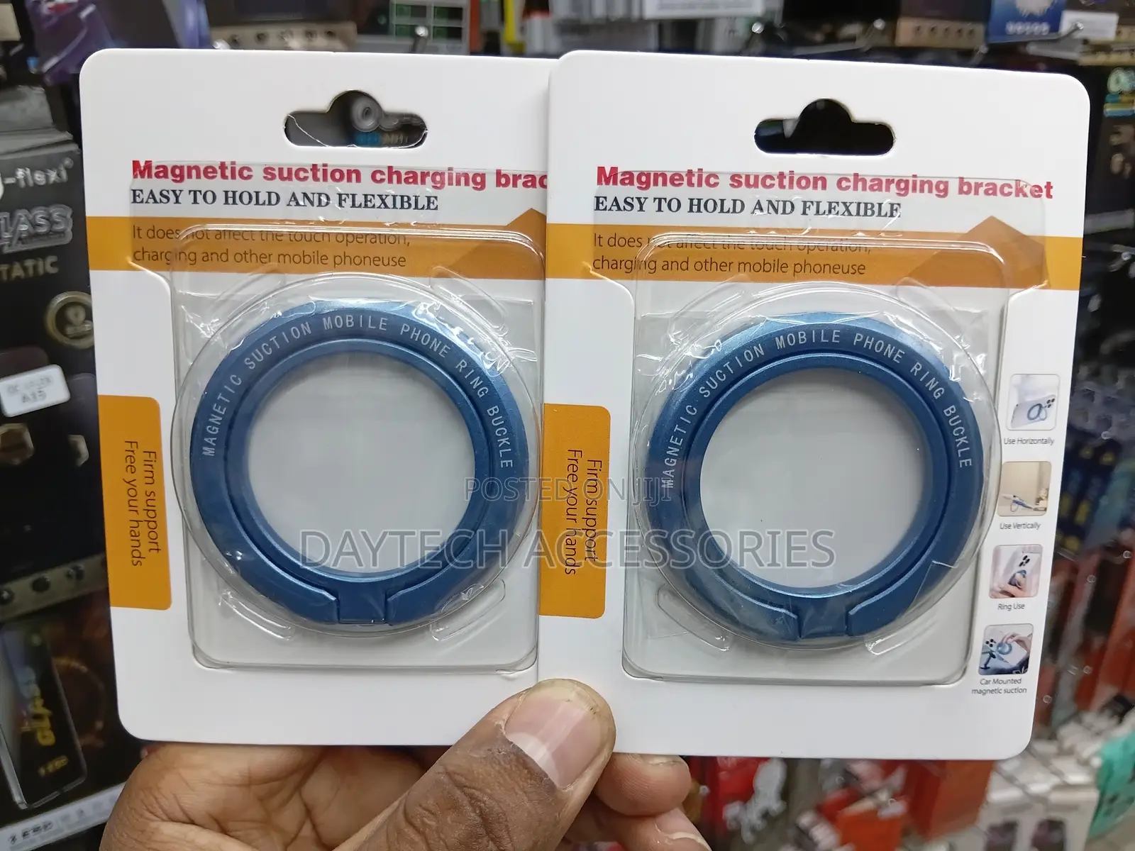 MagSafe-compatible Magnetic Phone Ring Holder and Kickstand)