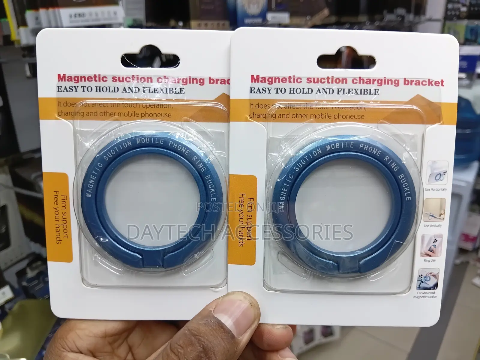 MagSafe-compatible Magnetic Phone Ring Holder and Kickstand)