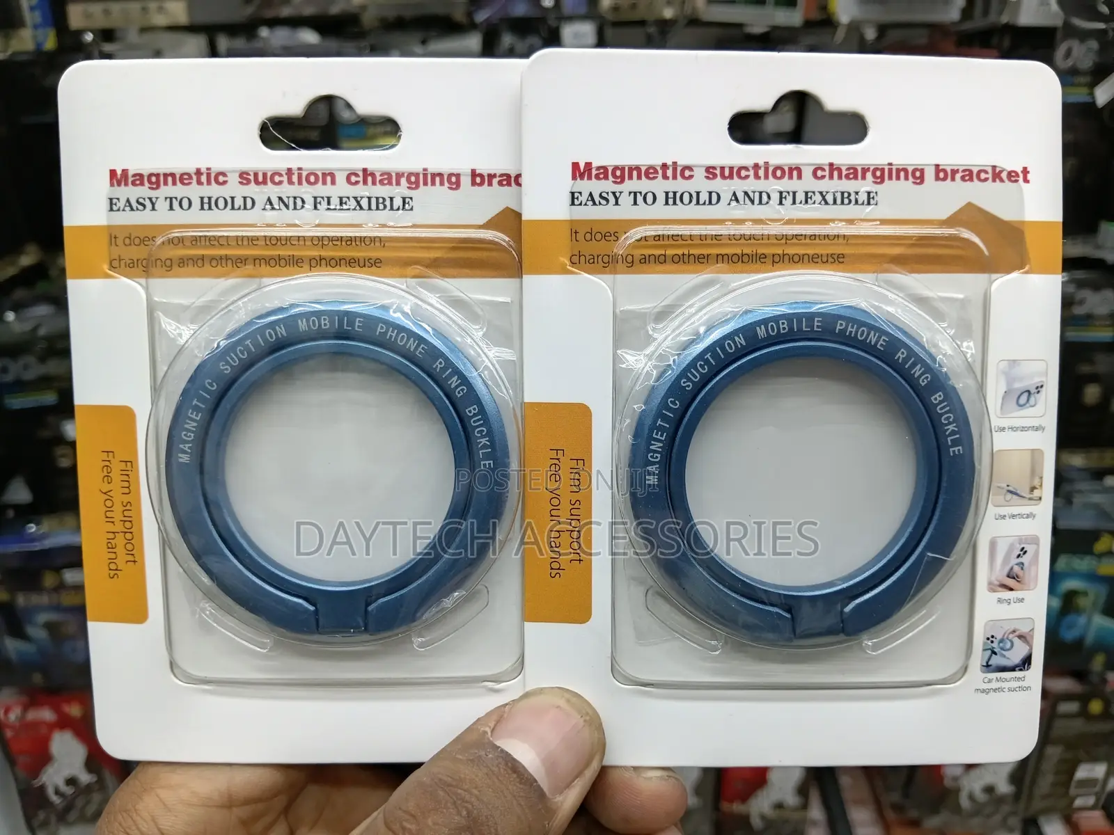 Magnetic Cell Phone Grip Stand Finger Ring With Kickstand.