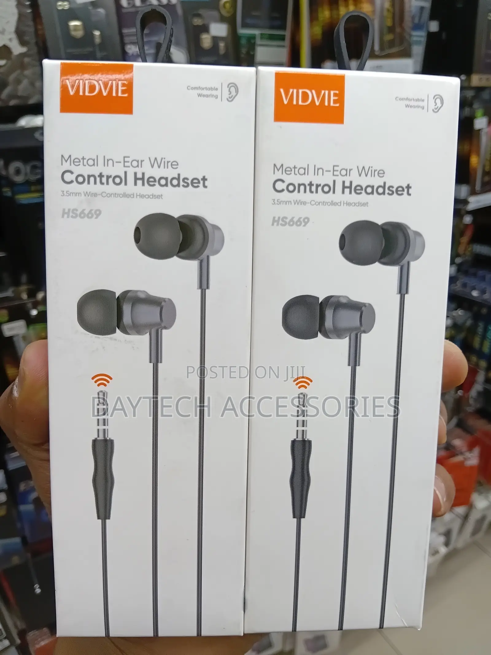 VIDVIE Metal in Ear Wire Control Headset Earphones - Black