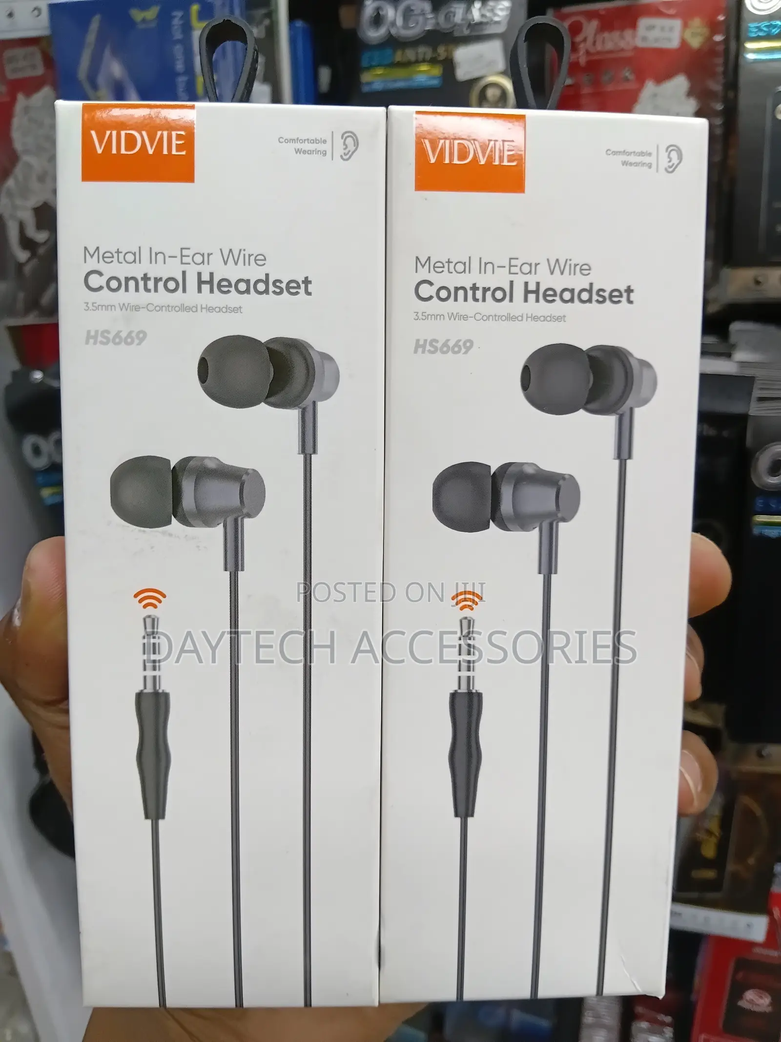VIDVIE Metal in Ear Wire Control Headset Earphones - Black