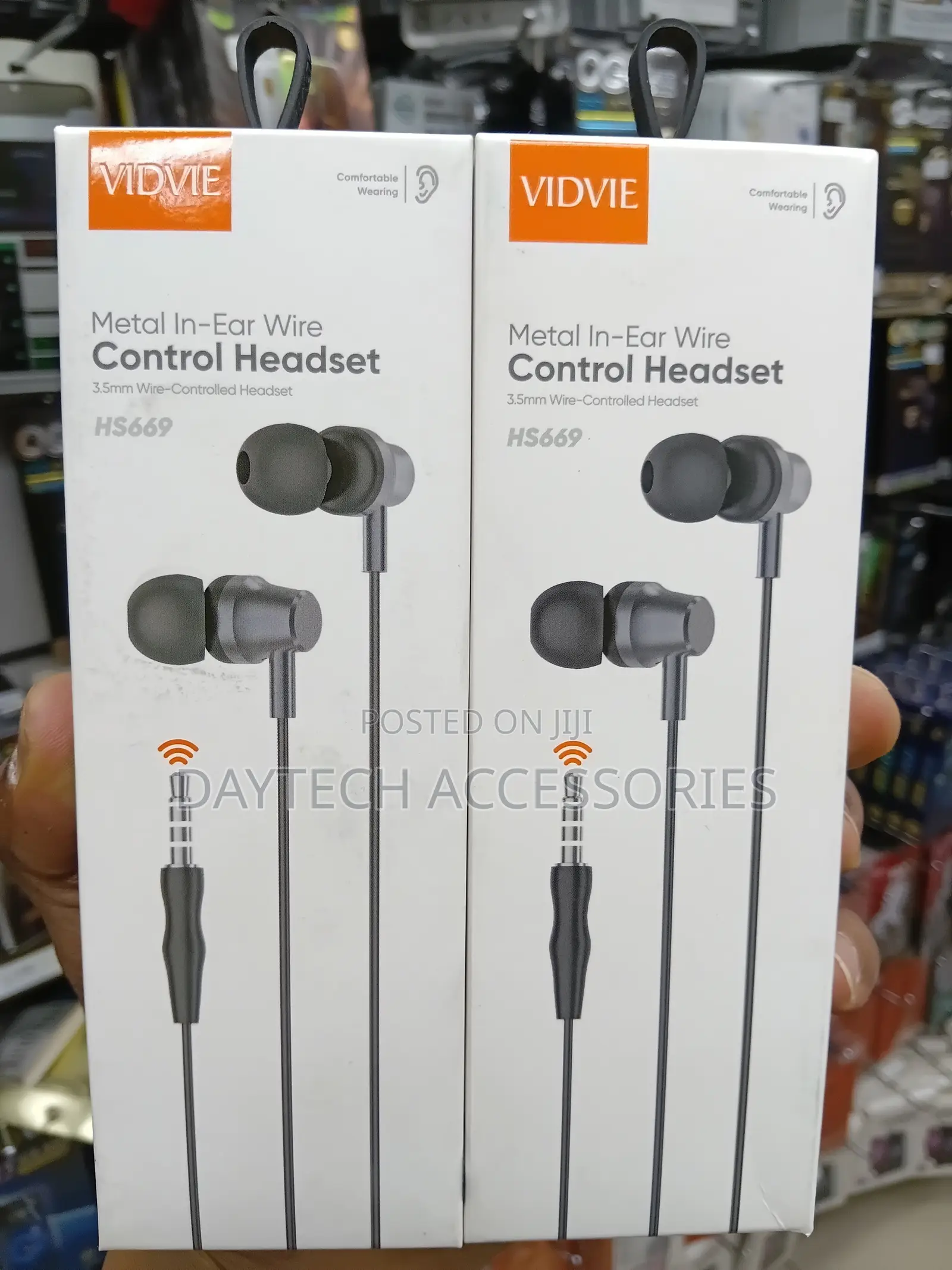 VIDVIE Metal in Ear Wire Control Headset Earphones - Black