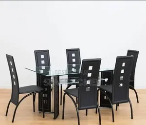 *Executive 6sitter Glass Dinning Table With Leather Seat