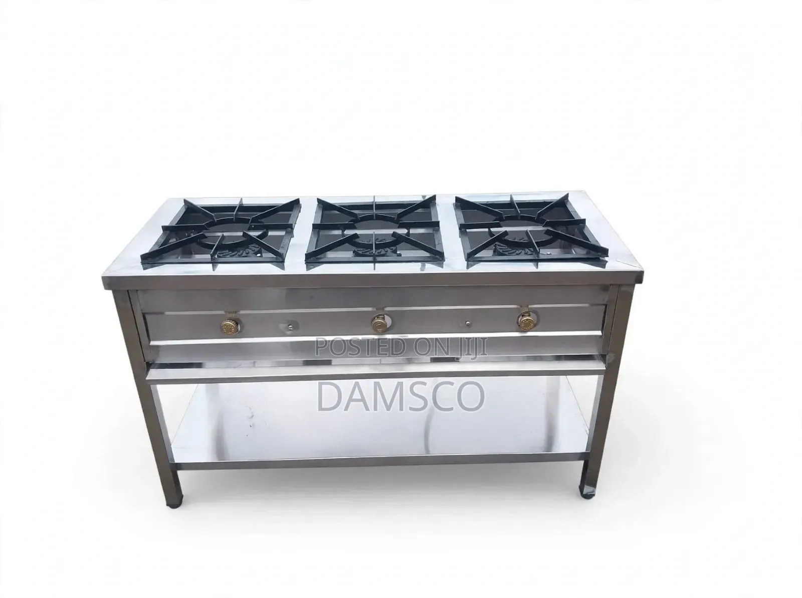 Stainless Steel Three-Burner Gas Jiko