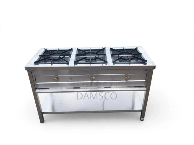Stainless Steel Three-Burner Gas Jiko