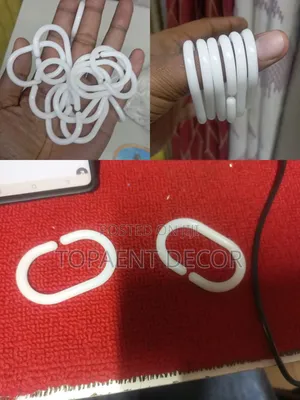 White Oval Shaped Plastic Shower Curtain Rings
