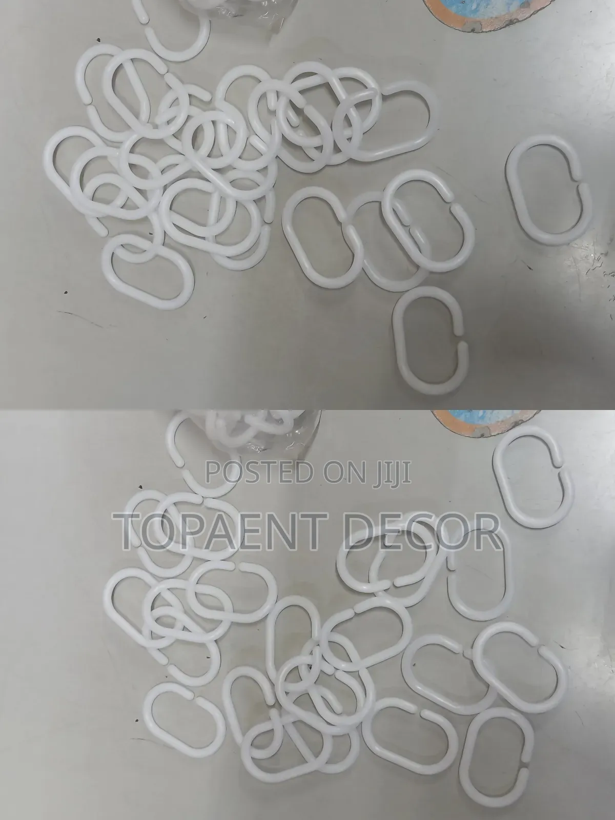 White Oval Shaped Plastic Shower Curtain Rings