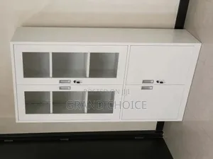 Office Storage Cabinet With Glass Doors & Shelves | Lockable Cabinet