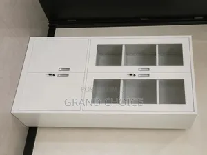 Office Storage Cabinet With Glass Doors & Shelves | Lockable Cabinet