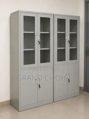 Office Storage Cabinet With Glass Doors & Lockable Shelves – 2 Door
