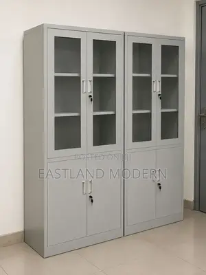 Office Storage Cabinet With Glass Doors & Lockable Shelves – 2 Door