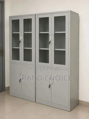 Office Storage Cabinet With Glass Doors & Lockable Shelves – 2 Door