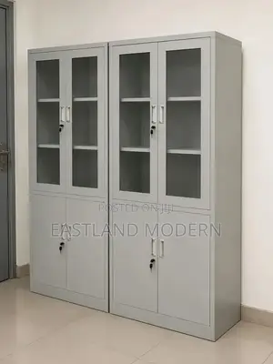 Office Storage Cabinet With Glass Doors & Lockable Shelves – 2 Door