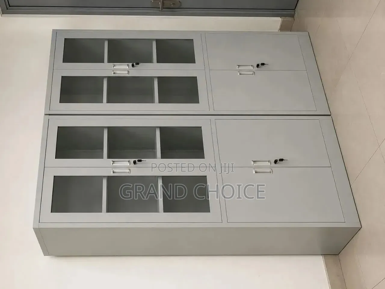 Office Storage Cabinet With Glass Doors & Lockable Shelves – 2 Door