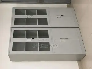 Office Storage Cabinet With Glass Doors & Lockable Shelves – 2 Door