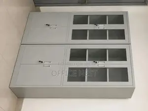 Office Storage Cabinet With Glass Doors & Lockable Shelves – 2 Door