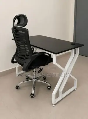 Modern Office Desk With Ergonomic Mesh Chair