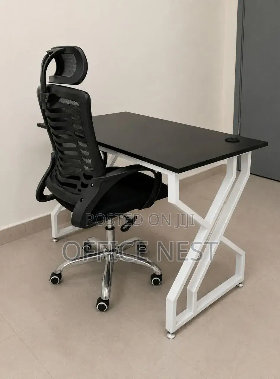 Modern Office Desk With Ergonomic Mesh Chair