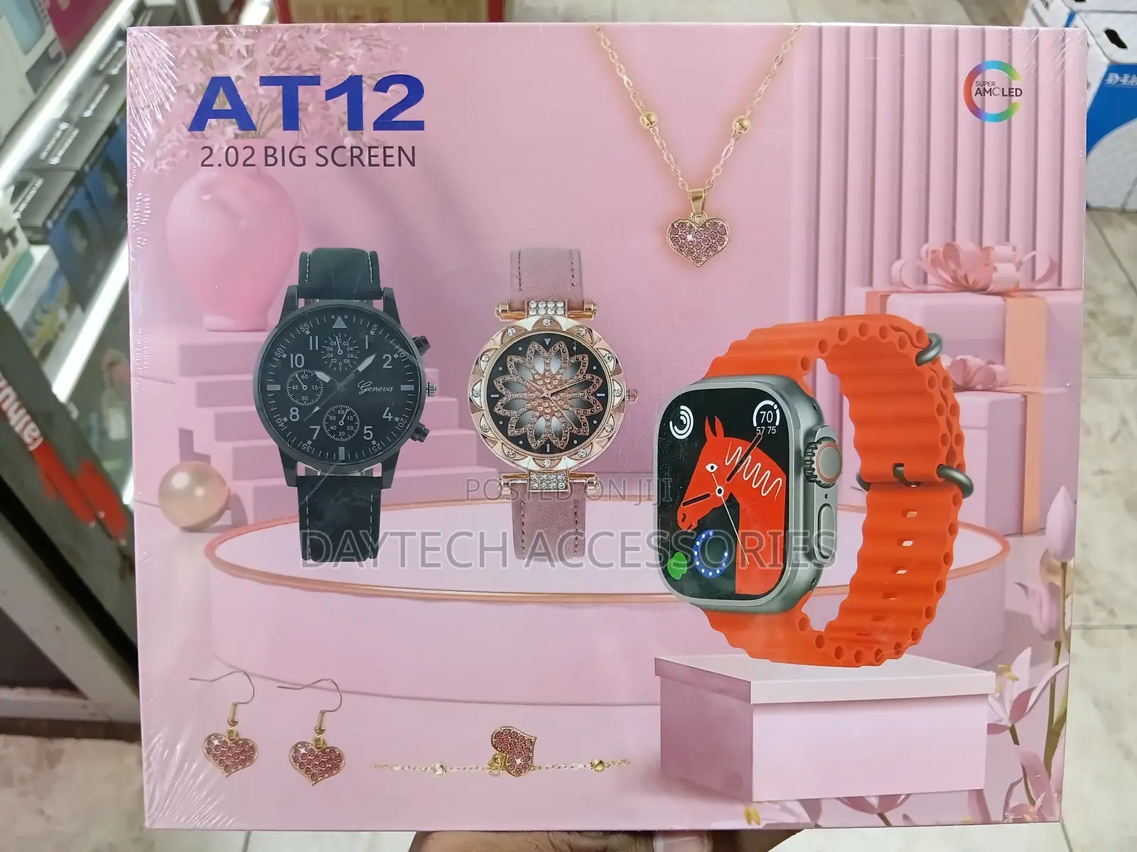 AT12 Fashion Smartwatch – Smart Wearable + Jewelry Bundle for Women