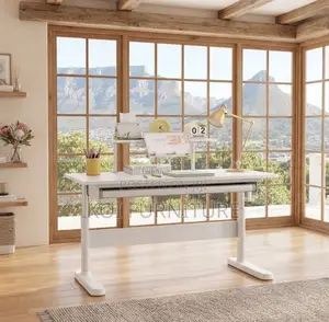 Office Desk; White Home Office Manual Height Standing Desk