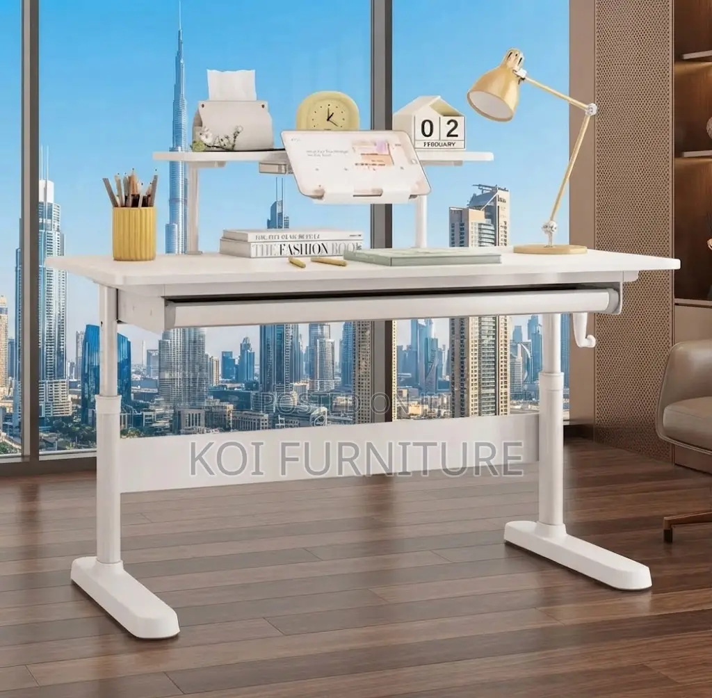 Office Desk; White Home Office Manual Height Standing Desk