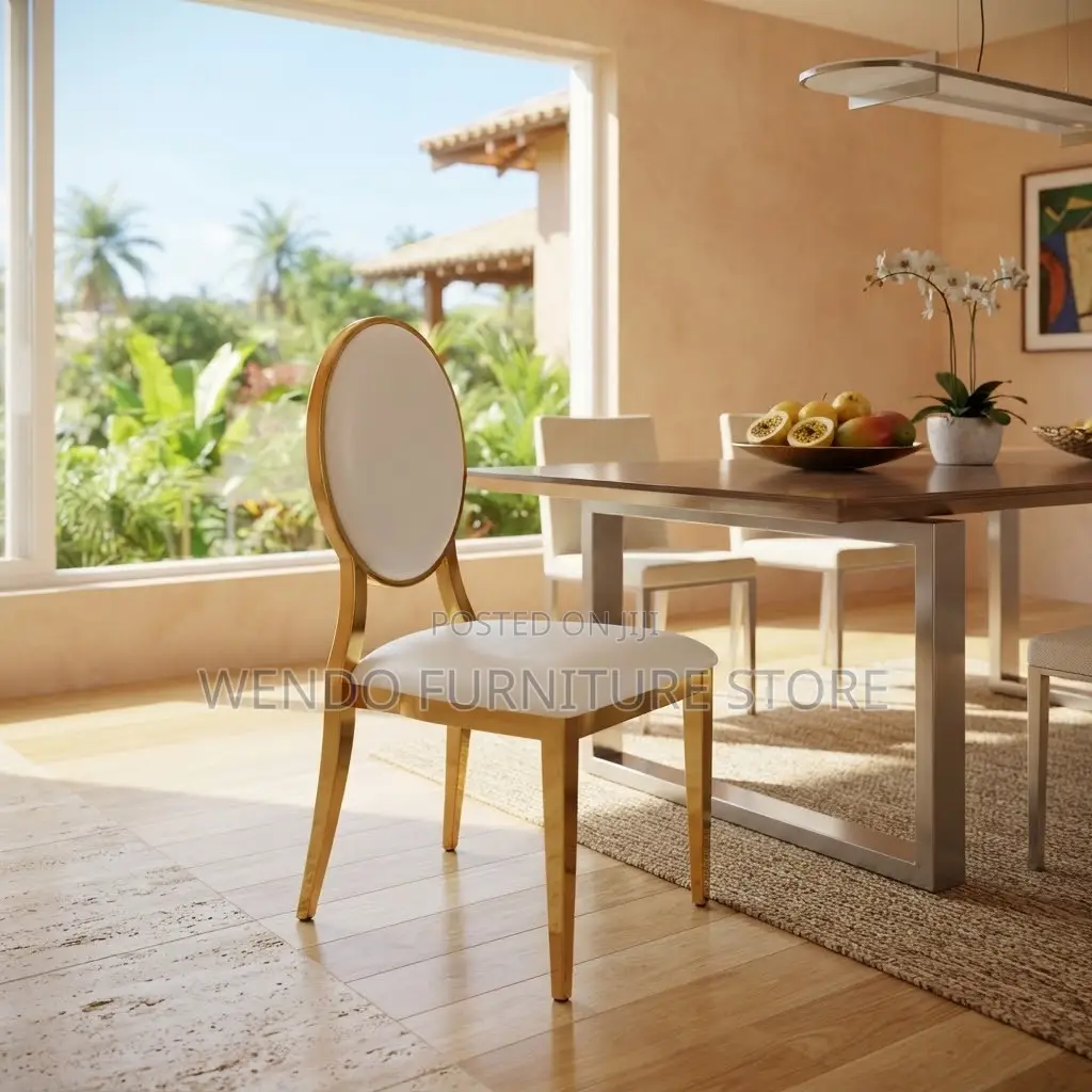 Home Chairs; Armless Brown Golden Dining Chairs